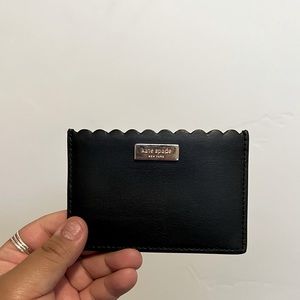 Kate Spade New York black leather scalloped card holder
